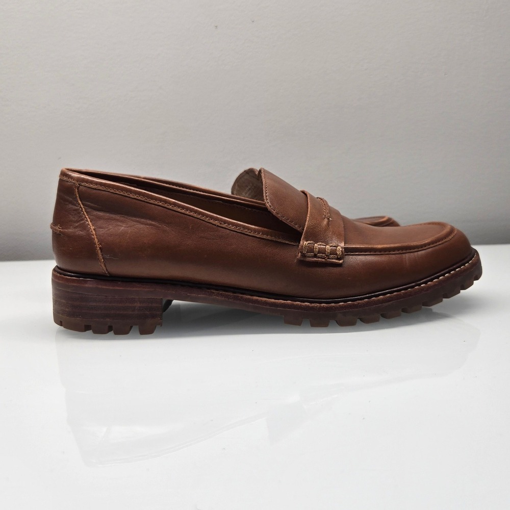 Madewell Corinne Lugsole Penny Loafers Women 10 Dried Maple Brown Leather Preppy